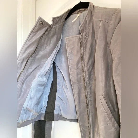 Free People Cool & Clean Faux Suede Leather Jacket Grey Size 2 - Picture 4 of 11